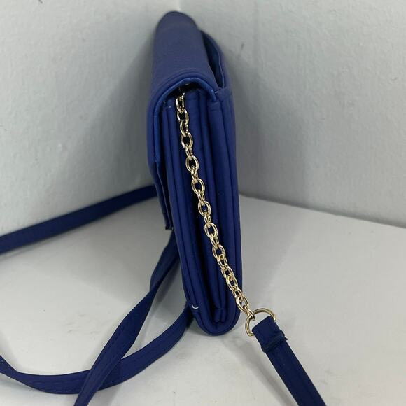 Crossbody Purse Dark Blue/Purple Faux Leather Safe Keeper with Gold Accents - Picture 6 of 12